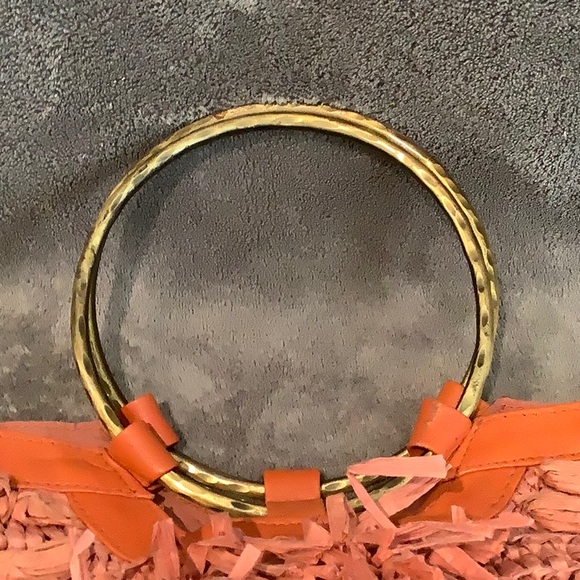 Anthropologie Rosalita woven raffia fringe mini tote bag in terracotta - Picture 3 of 12